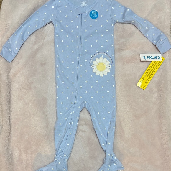 Carter's Light Blue Daisy Kids Footie - Picture 1 of 2